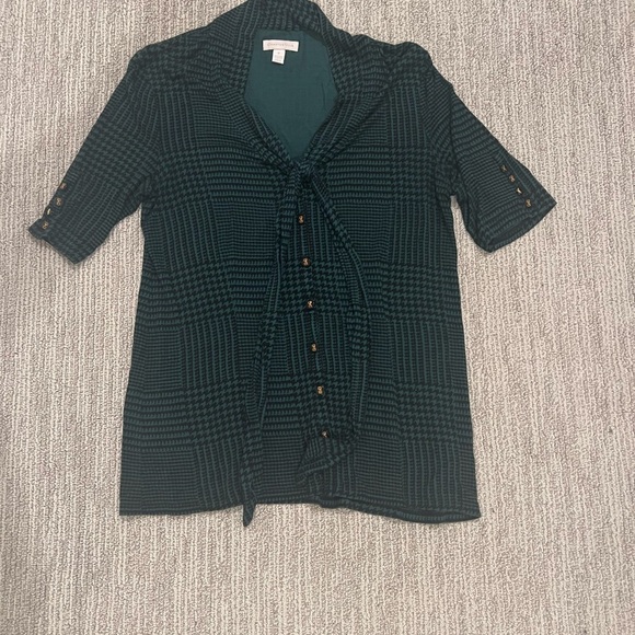 Charter club medium Forrest green plaid button top (very soft!) - Picture 4 of 8